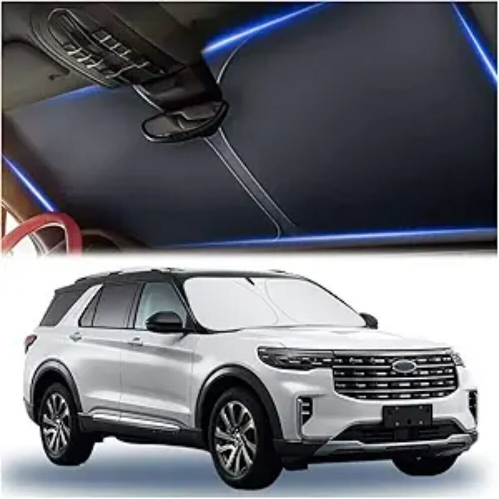 Thick Car Windshield Sunshade 240T UV Block Heat Insulation Foldable for SUV Tru
